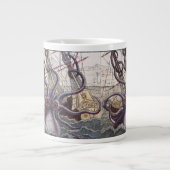 Giant Octopus & Capsizing Boat Bone China Grote Koffiekop (Voorkant)