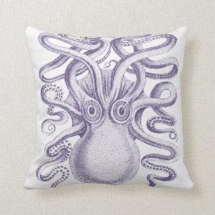 Giant Octopus, Squid Ink Blue & White Sierkussen