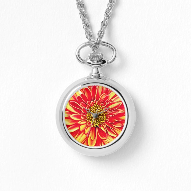 Giant Oranje en Golden Yellow Aster Flower Horloge (Voorkant)