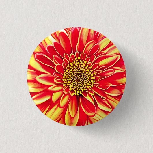 Giant Oranje en Golden Yellow Aster Flower Ronde Button 3,2 Cm (Voorkant)