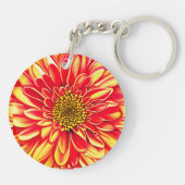 Giant Oranje en Golden Yellow Aster Flower Sleutelhanger (Achterkant)