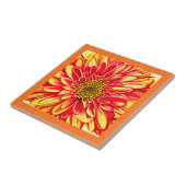 Giant Oranje en Golden Yellow Aster Flower Tegeltje (Zijkant)