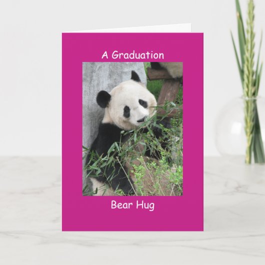Giant Panda Afstuderen Beer Hug Pink Kaart (Voorkant)