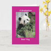 Giant Panda Afstuderen Beer Hug Pink Kaart (Gele Bloem)