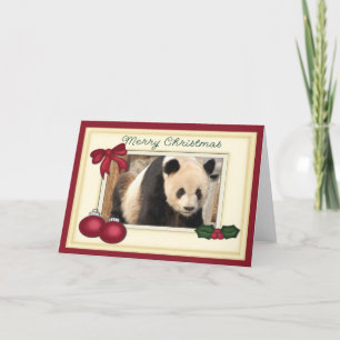 Giant Panda Bear & Baby Panda Christmas Card Feestdagen Kaart