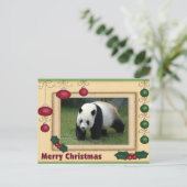 Giant Panda Bear & Baby Panda Christmas Card Feestdagenkaart (Staand voorkant)