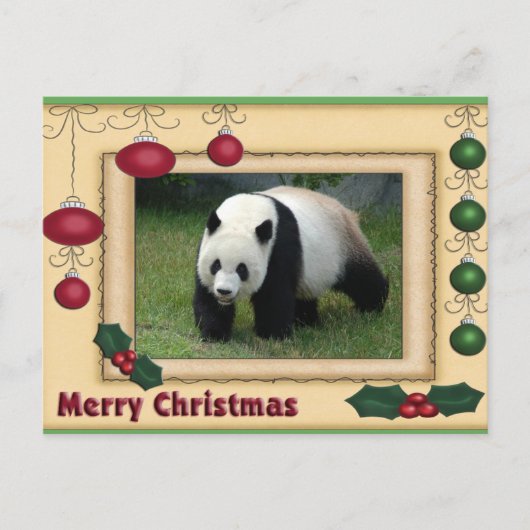 Giant Panda Bear & Baby Panda Christmas Card Feestdagenkaart (Voorkant)