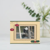 Giant Panda Bear & Baby Panda Christmas Card Feestdagenkaart (Staand voorkant)