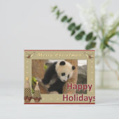 Giant Panda Bear & Baby Panda Christmas Card Feestdagenkaart (Staand voorkant)