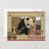 Giant Panda Bear & Baby Panda Christmas Card Feestdagenkaart (Voorkant / Achterkant)