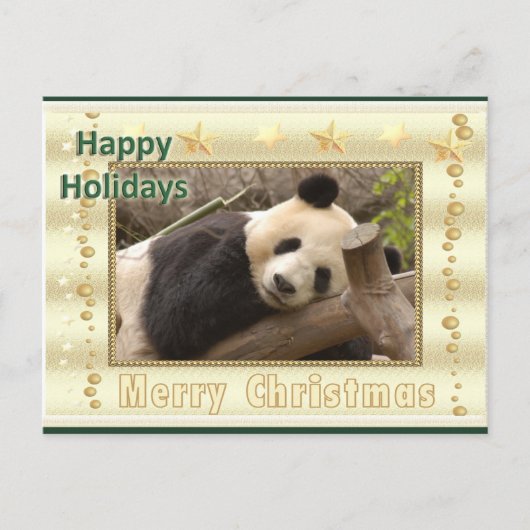 Giant Panda Bear & Baby Panda Christmas Card Feestdagenkaart (Voorkant)