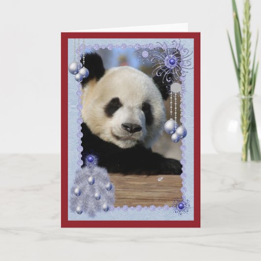 Giant Panda Bear Christmas Card Feestdagen Kaart (Voorkant)