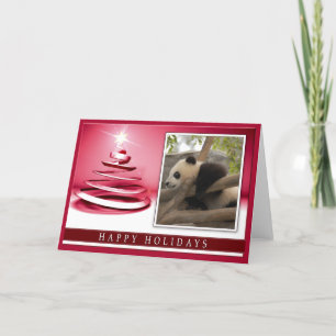 Giant Panda Bear Christmas Greeting Card Feestdagen Kaart