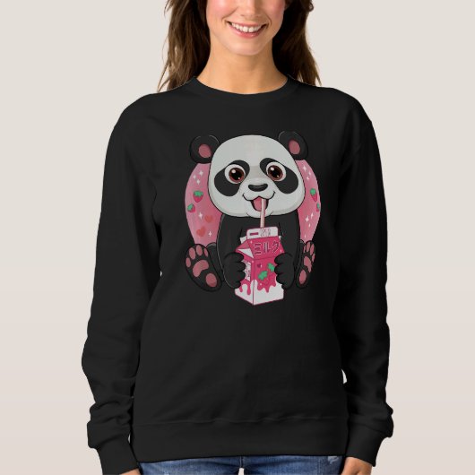 Giant Panda Beer Drink aardbeienmelk Trui (Voorkant)