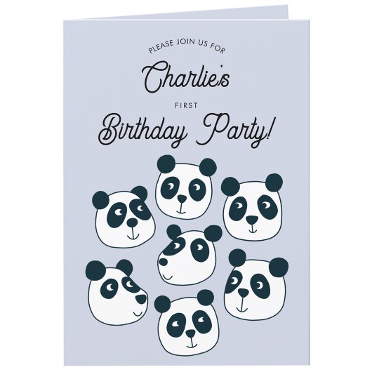 Giant Panda Beer Eerste 1e Verjaardagsfeestje Uitn Bedankkaart