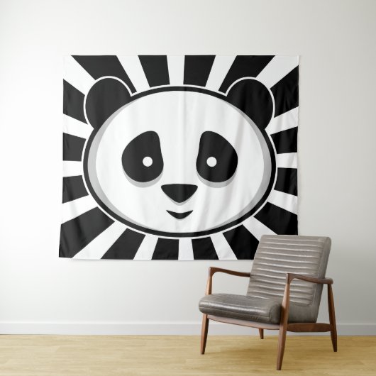 Giant Panda Beer - Schattige zwart witte panda Wandkleed (In Situ (horizontaal))