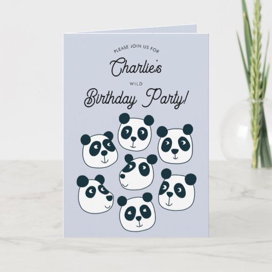Giant Panda Beer Verjaardagsfeestuitnodiging Bedankkaart (Voorkant)
