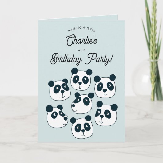 Giant Panda Beer Verjaardagsfeestuitnodiging Bedankkaart (Voorkant)