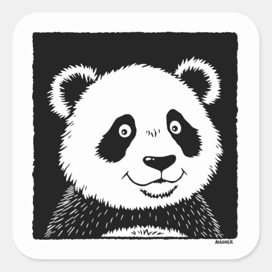 Giant Panda Beer Vierkante Sticker (Voorkant)