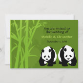 Giant Panda Beren en Groene Bamboe Bos Bruiloft Kaart (Voorkant)