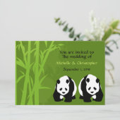 Giant Panda Beren en Groene Bamboe Bos Bruiloft Kaart (Staand voorkant)