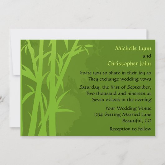 Giant Panda Beren en Groene Bamboe Bos Bruiloft Kaart (Achterkant)