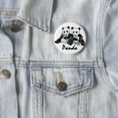 Giant Panda Beren Ronde Button 5,7 Cm (In situ)