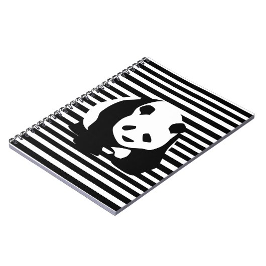 Giant Panda Black en White Striped Notitieboek (Linkerzijde)