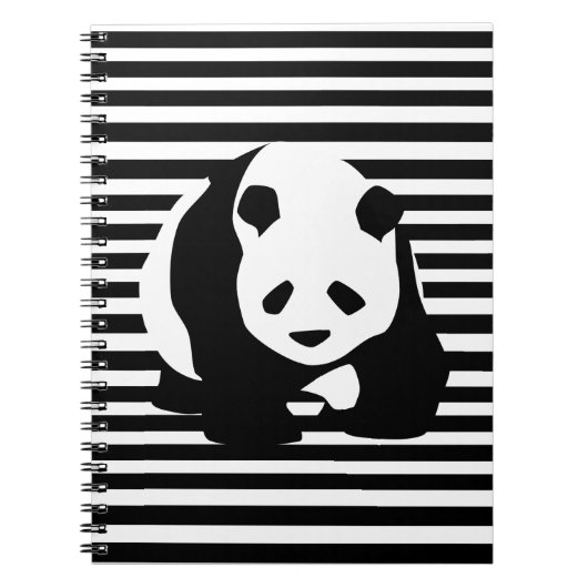 Giant Panda Black en White Striped Notitieboek (Voorkant)