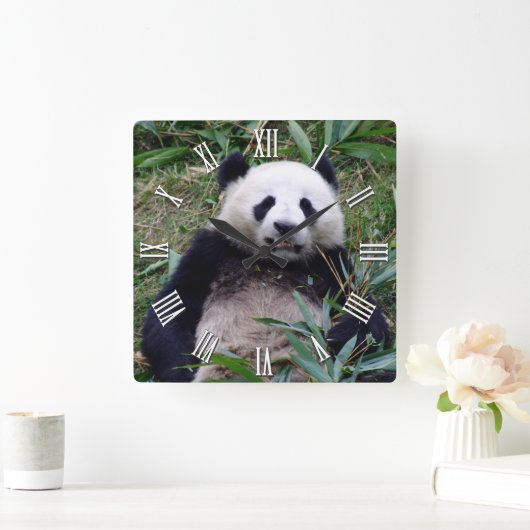Giant Panda Blijf glimlachen, Chinese dieren Vierkante Klok (Huis)