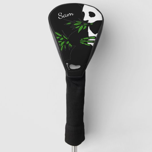 Giant Panda Eats Bamboo Black Golfheadcover (Voorkant)