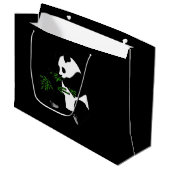 Giant Panda Eats Bamboo Black Groot Cadeauzakje (Voorkant Gekanteld)
