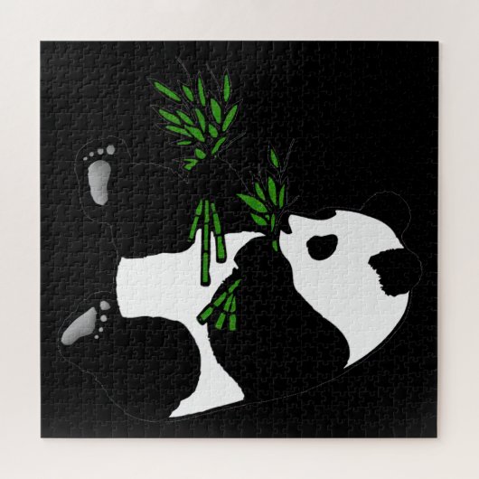 Giant Panda Eats Bamboo Black Legpuzzel (Horizontaal)