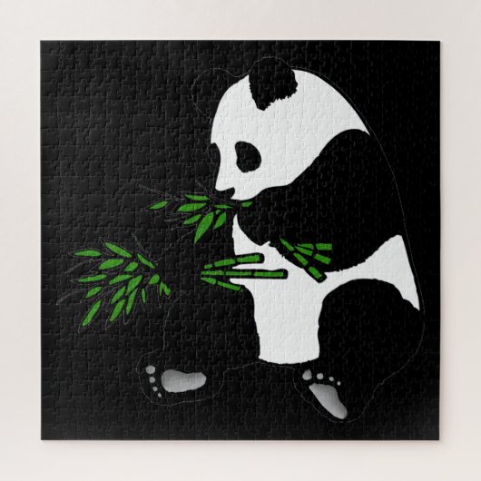 Giant Panda Eats Bamboo Black Legpuzzel (Verticaal)