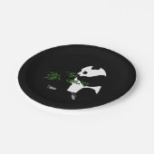 Giant Panda Eats Bamboo Black Papieren Bordje (Gekanteld)