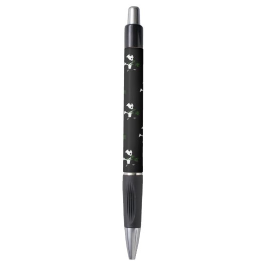 Giant Panda Eats Bamboo Black Pen (Voorkant Verticaal)