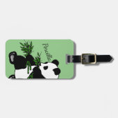Giant Panda Eats Bamboo Name Bagagelabel (Voorkant horizontaal)