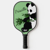 Giant Panda Eats Bamboo Name Green Pickleball Paddle (Voorkant)