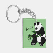 Giant Panda Eats Bamboo Name Sleutelhanger (Voorkant Links)