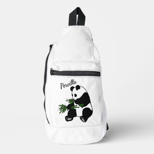 Giant Panda Eats Bamboo Name   Sling Bag (Voorkant)