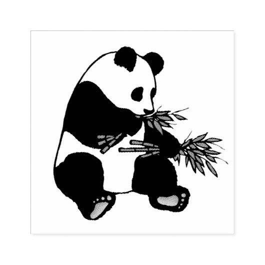 Giant Panda Eats Bamboo Rubberstempel (Afrduk)