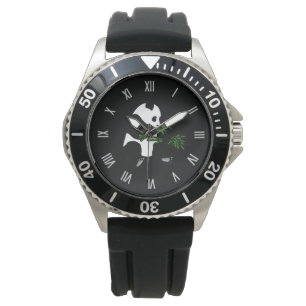 Giant Panda eet Bamboo Black Horloge