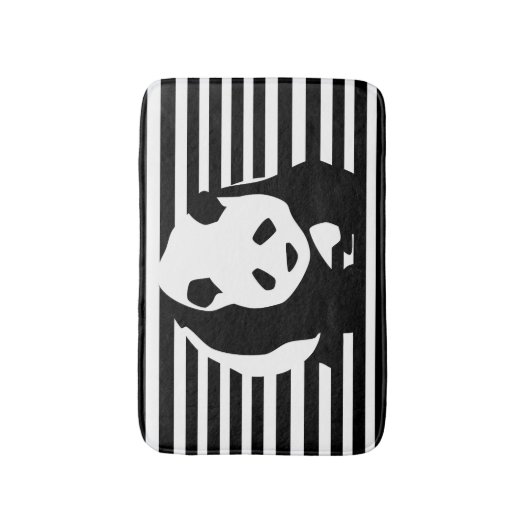 Giant Panda en Black en White Stripes Badmat (Voorkant Verticaal)