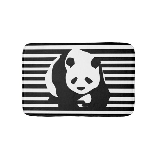 Giant Panda en Black en White Stripes Badmat (Voorkant)