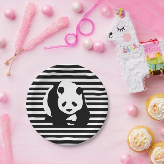 Giant Panda en Stripes Papieren Bordje (Feest)