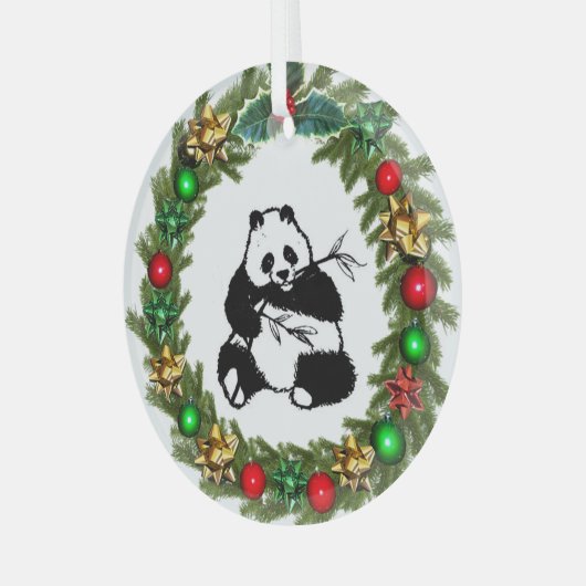 Giant Panda Glass Ornament (Voorkant links)