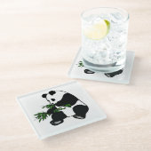 Giant Panda Glazen Onderzetter (Schuin)