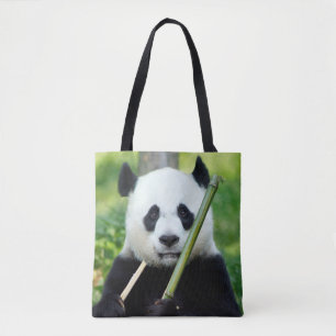 Giant Panda Holding Bamboo Tote Bag
