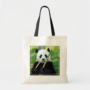 Giant Panda Holding Bamboo Tote Bag