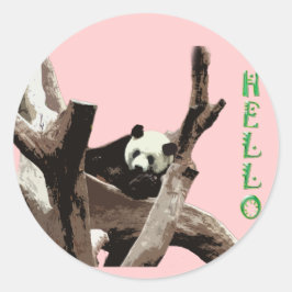Giant panda in een wilde dierentuinfoto. ronde sticker